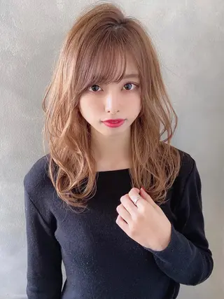 ミディアム カラー パーマ 髪質改善くすみカラー 🍀/石川大輔のヘアスタイル