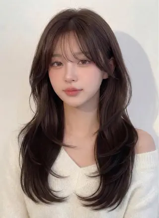 ロング カラー ARMONY表参道店所属・韓国風レイヤーカラー ライムのヘアスタイル