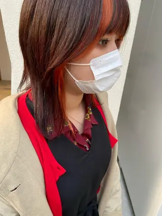 ミディアム カラー ヘアアレンジ satsuki 暖色・ブラウンカラーのヘアスタイル