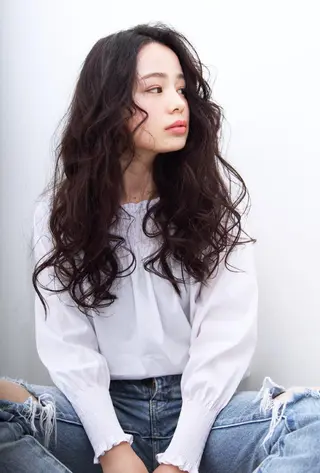 ロング パーマ 店長/mao/ 前髪/顔周りカットのヘアスタイル