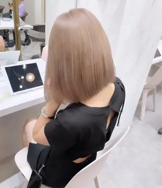 ミディアム rina／ベージュ ワンホン/韓国ヘアのヘアスタイル