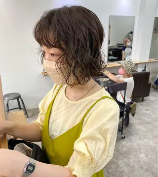 ショート パーマ 森貴裕/ベージュ/ パーマ/オリーブのヘアスタイル