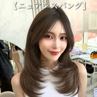 セミロング カラー 似合わせレイヤー/ 透明感カラーのヘアスタイル
