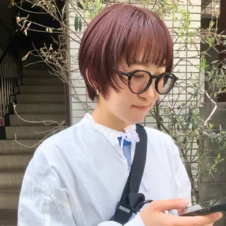ショート カラー ハイトーン/ブリーチ 似合せカット/パーマのヘアスタイル