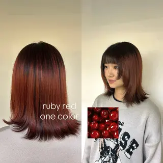 ミディアム カラー 松井 詩織のヘアスタイル