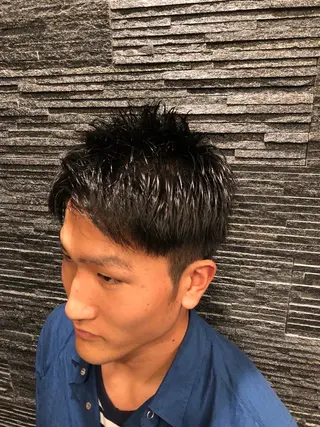 ショート メンズカットフェード パーマ/前山竜貴のヘアスタイル