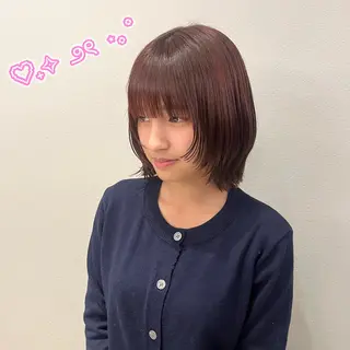 ミディアム ヘアセット/ピンク /レッド/あつはのヘアスタイル