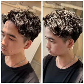 ショート パーマ メンズ ハイライト/インナー /ブリーチ/レイヤーのヘアスタイル