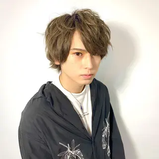 ミディアム カラー パーマ 柏メンズカットパーマ NO.1タイチのヘアスタイル