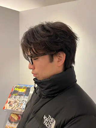 ミディアム パーマ メンズ メンズパーマ特化型 /京橋/栗野京弥のヘアスタイル