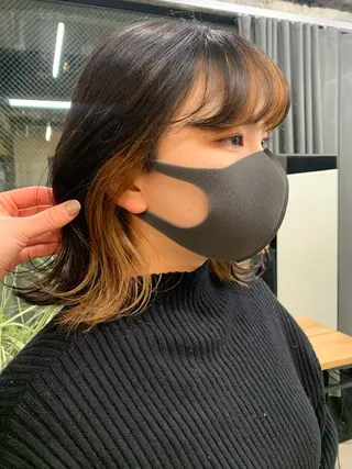 ミディアム カラー 透明感/オリーブ/ グレージュ/YUKAのヘアスタイル