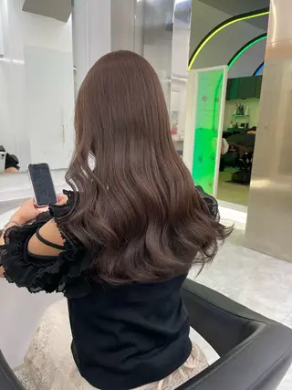 セミロング カラー ブリーチなし🤍透明 感カラー🤍しゅうじのヘアスタイル