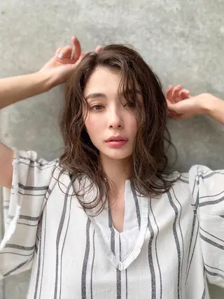 ミディアム カラー パーマ youres hair 髪質改善＆ヘッドスパ日吉店所属・代表✩.*˚白井 美香のヘアスタイル