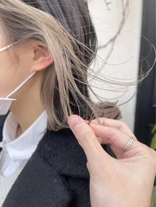 ミディアム カラー レイヤーパーマ＊ 顔まわり似合わせのヘアスタイル