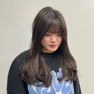 ロング カラー 清水愛果/オリーブ カラー/透明感カラーのヘアスタイル
