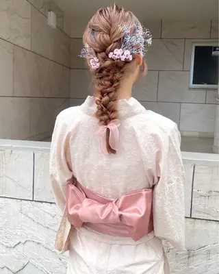 ヘアアレンジ mizuki/ピンク ベージュ.レイヤーのヘアスタイル