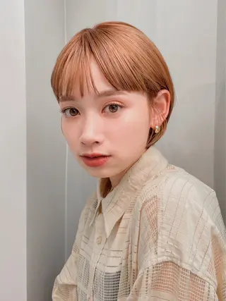 ショート カラー レイヤーパーマ＊ 顔まわり似合わせのヘアスタイル