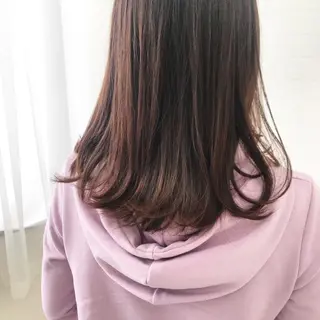 セミロング カラー オリーブ/アッシュ やわらか透明感カラーのヘアスタイル