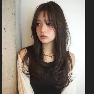 ロング 韓国レイヤーカット✨ 縮毛矯正　原田 優作のヘアスタイル