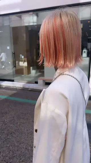 ミディアム カラー 髪質改善＆ハイトーンカラー Cica神戸三宮元町店所属・福田 美波のヘアスタイル