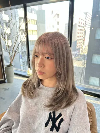 セミロング カラー ブリーチ/透明感カラ ー/Shori/店長のヘアスタイル