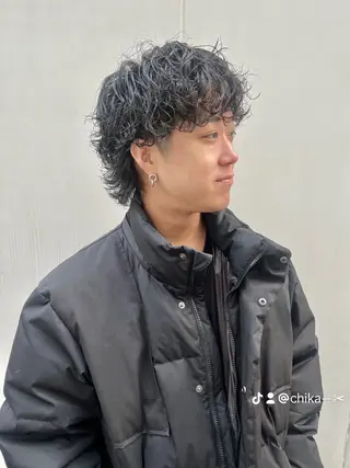 ショート パーマ メンズ 宮永 智香のヘアスタイル