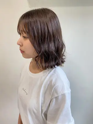 ミディアム saki🌼ボブ× 透明感カラー🌼のヘアスタイル