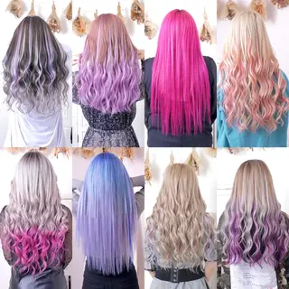 セミロング カラー パーマ ヘアアレンジ アイブロウ 推し活専用 【派手髪】飯野ゆかりのヘアスタイル