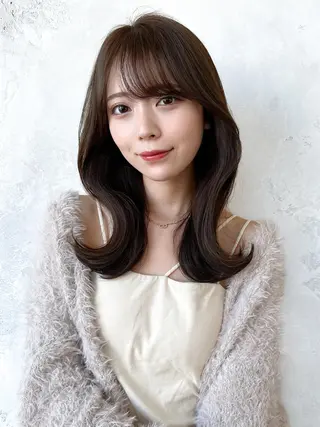セミロング カラー 顔周り/くびれヘア 韓国ヘア💕風間るなのヘアスタイル