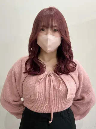 セミロング カラー 切りっぱなしボブ/ ブリーチカラー/大塚のヘアスタイル