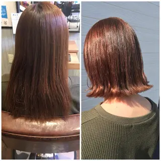 ミディアム ビヨウシツトリコ よねたにみなのヘアスタイル