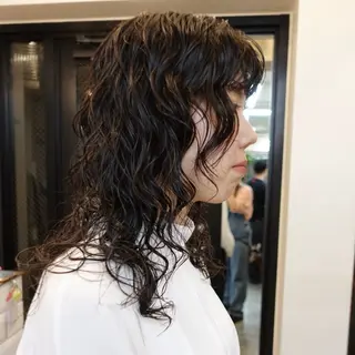 セミロング パーマ ヘアアレンジ 🌐サトウ リョウ🌐のヘアスタイル