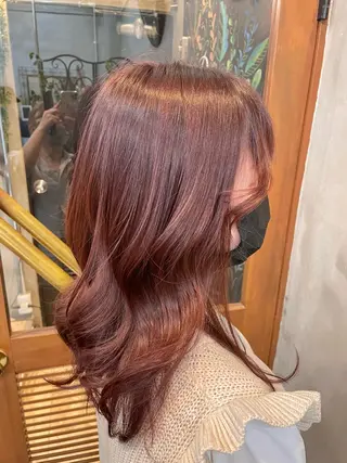 セミロング カラー 【ピンク/韓国ヘア/ ヘアセット】亜海のヘアスタイル