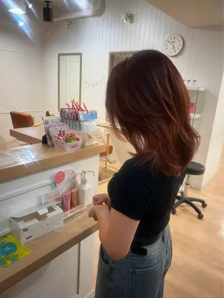 セミロング カラー レイヤーカット/髪質 改善✨/藤田侑花のヘアスタイル