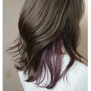 セミロング ヘアアレンジ カラー グラデ❣️インナー 派手髪Fumiyoのヘアスタイル
