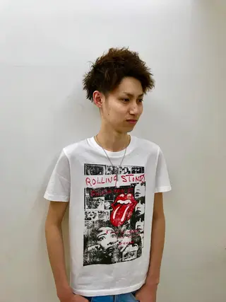 ショート パーマ メンズ ブリーチカラー/ 岩破瑞希のヘアスタイル