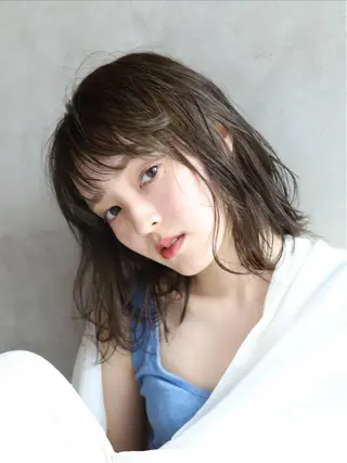セミロング カラー enx天王町店 伊藤 愛央のヘアスタイル
