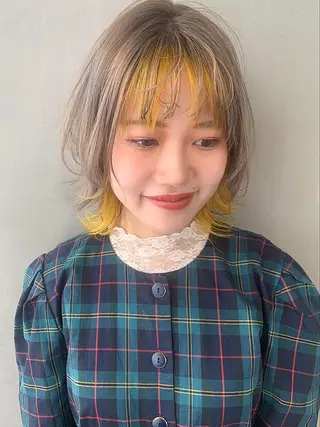 ミディアム カラー SALOWIN梅田茶屋町店所属・ウルフレイヤーカット /チヒロのヘアスタイル