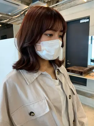 ミディアム カラー 透明感/オリーブ/ グレージュ/YUKAのヘアスタイル