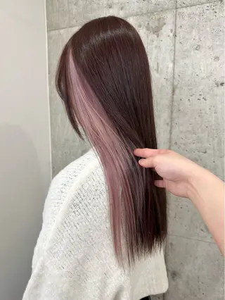 ロング カラー 切りっぱなしボブ/ ブリーチカラー/大塚のヘアスタイル