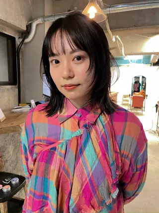 ミディアム カラー パーマ/レイヤー 岩山丈一郎のヘアスタイル