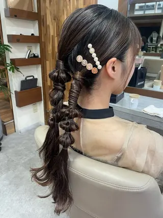 ロング ヘアアレンジ 韓国風パーマ/ヘア セット/店長みづきのヘアスタイル