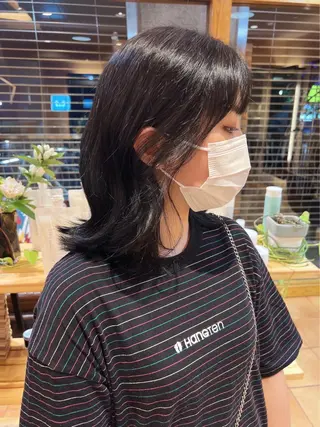 ミディアム カラー パーマ ヘアアレンジ morio from london所属・松岡彩華 ボブ /グレージュのヘアスタイル