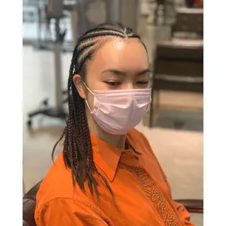 ミディアム カラー パーマ ヘアアレンジ メンズ キッズ BRAIDS💎愛子 大人ハイライト💎のヘアスタイル