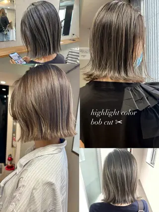 ショート カラー 松井那津子 /ハイライトブリーチのヘアスタイル