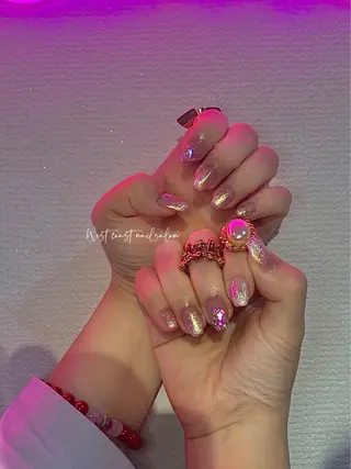 ネイル リボン、ガーリー パーツ放題専門店のネイルデザイン