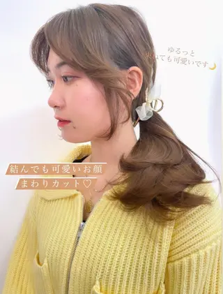 ミディアム カラー レイヤーカット、 大人可愛い　中村美羅のヘアスタイル