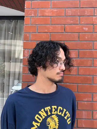 ミディアム パーマ メンズ 保坂 駿太郎のヘアスタイル