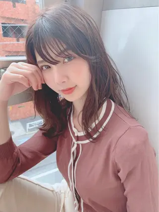 ミディアム カラー パーマ 【公式】amble luxe池袋東口🩷のヘアスタイル