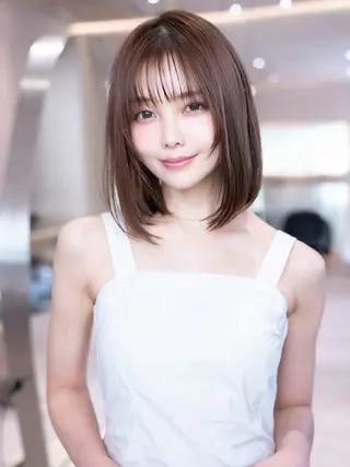 ミディアム カラー 渋谷/レイヤーボブ・ 韓国ボブ特化/楓のヘアスタイル